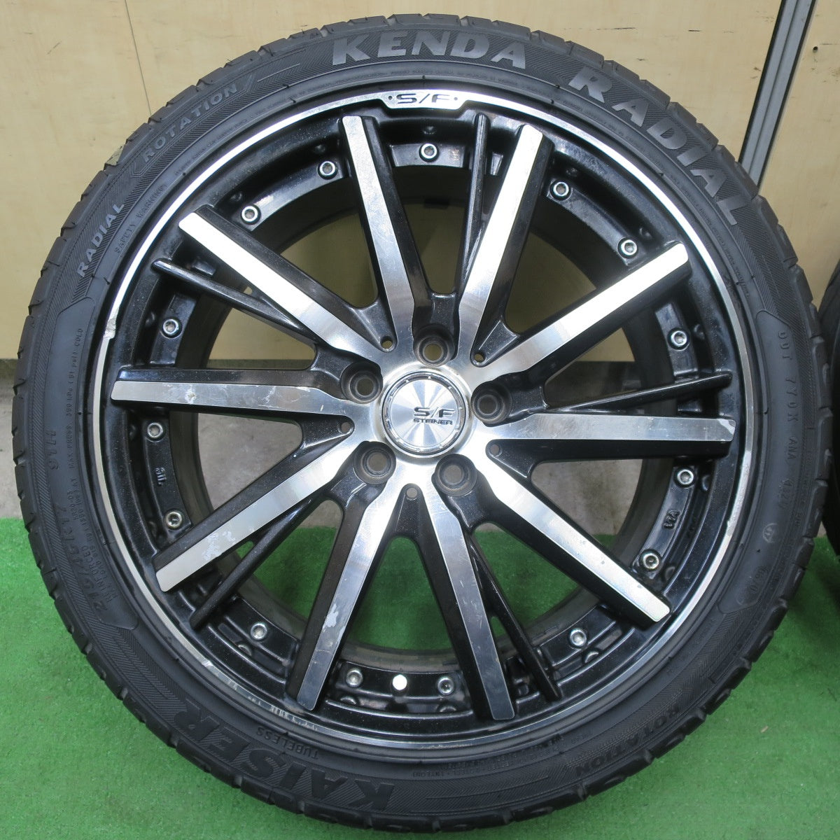 バリ溝！21年！8.5分★86 BRZ 等 S/F STEINER 215/45R17 ケンダ ラジアル カイザー シュタイナー 17インチ PCD100/5H★5060302TTノ