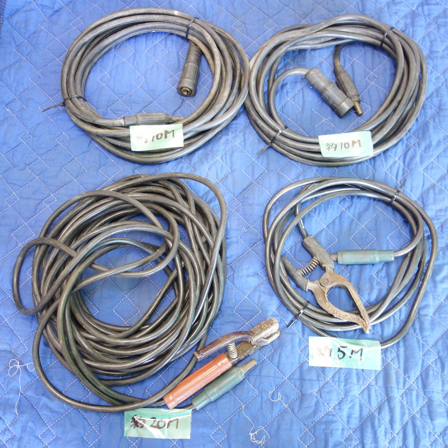 [送料無料] 4本セット☆溶接用 キャプタイヤ ケーブル 20m ×1本 , 5m ×1本 , 延長用10m ×2本 直径 約10-12mm 三立? 他メーカー不明☆