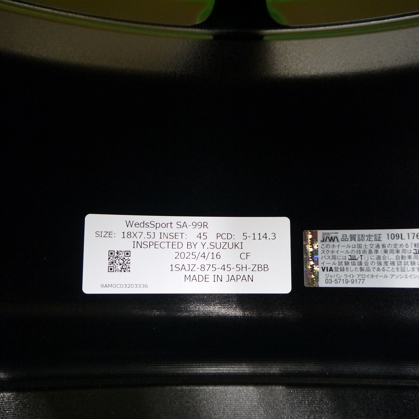 未使用！付属品付き★Weds Sport SA-99R 18インチ ホイール 18×7.5J ウェッズスポーツ PCD114.3/5H★5101401Hホ