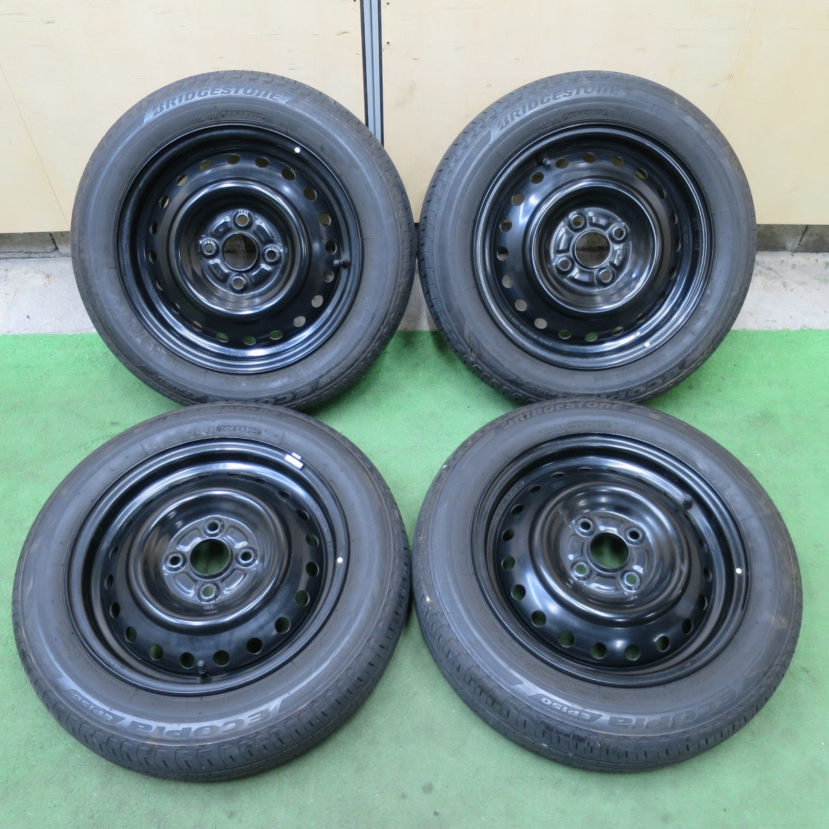 キレイ★155/65R14 ブリヂストン エコピア EP150 スチール ホイール 14インチ PCD100/4H★6020301ナノ