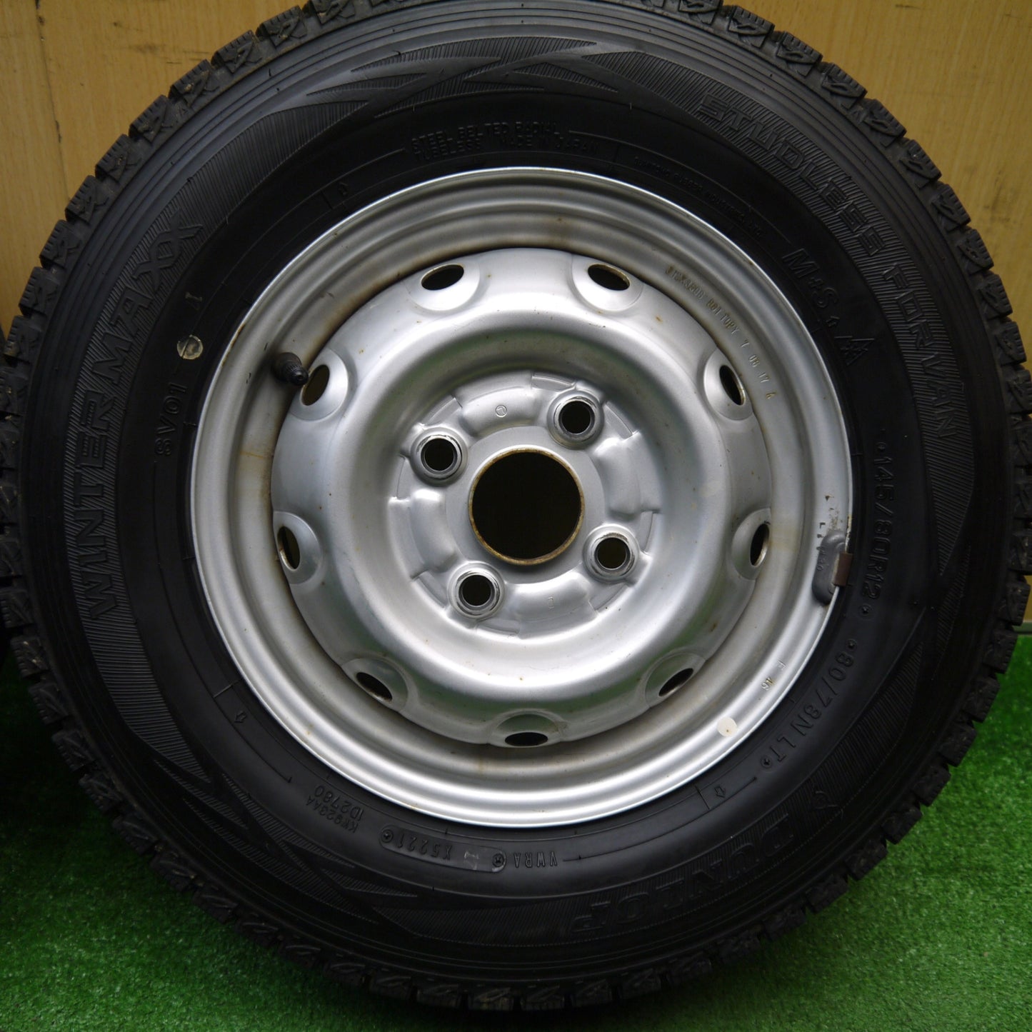 バリ溝！9分★スタッドレス 145/80R12 80/78N ダンロップ ウインターマックス SV01 スチール ホイール 12インチ PCD100/4H★5112801Hス