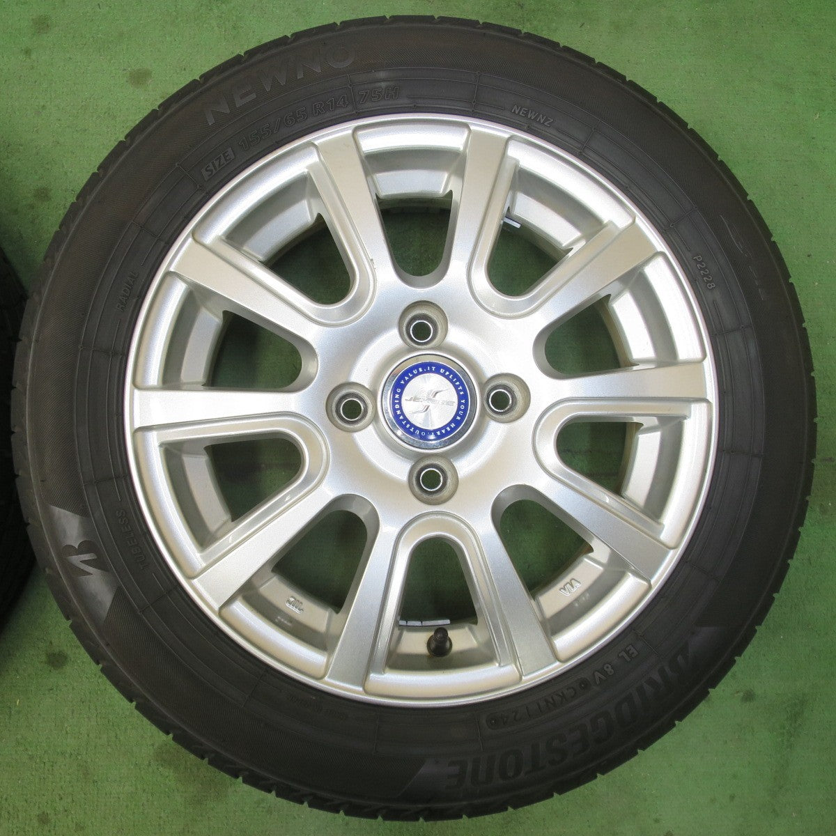 バリ溝！24年！ほぼ10分★155/65R14 ブリヂストン NEWNO JENEIGE 社外 アルミ ニューノ 14インチ PCD100/4H★6020409イノ