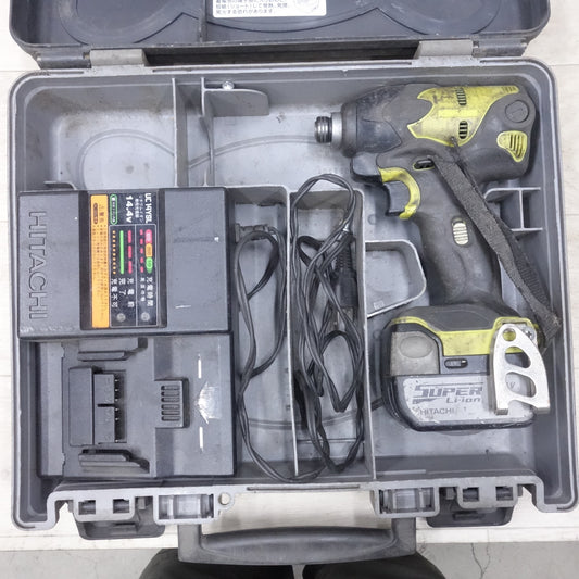 [送料無料] ◆日立 コードレス インパクトドライバ WH14DSL 電動 工具 14.4V 充電器 UC14YSL バッテリー BSL1430 HITACHI 黄色 ジャンク品◆