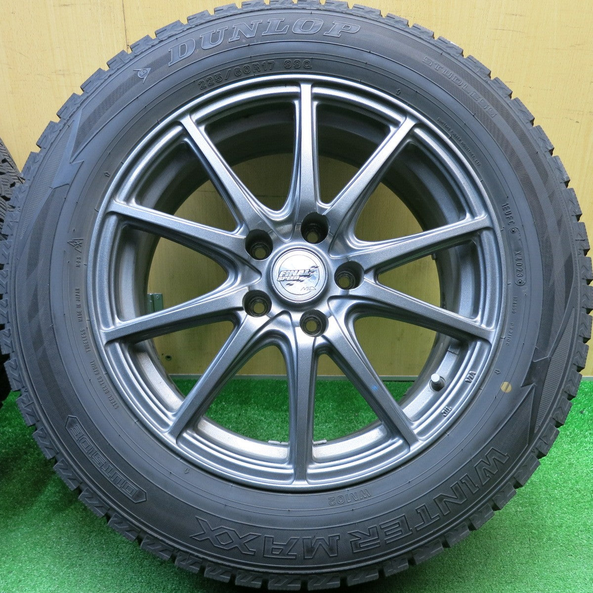 バリ溝！23年！9.5分★スタッドレス 225/60R17 ダンロップ ウインターマックス WM02 FINAL SPEED MiD ファイナルスピード 17インチ PCD114.3/5H★5113008HAス