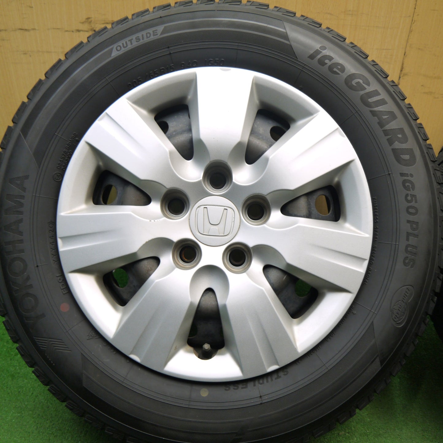 バリ溝！9.5分★ホンダ ステップワゴン 純正 スチール 205/65R15 スタッドレス ヨコハマ アイスガード iG50 プラス 15インチ PCD114.3/5H★5050912Hス