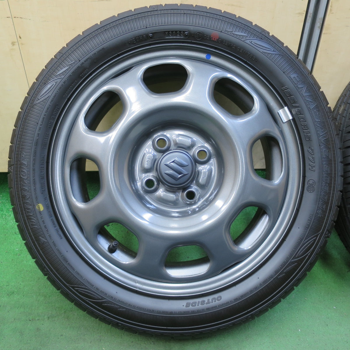 新車外し！23年★スズキ ハスラー 純正 スチール 165/60R15 ダンロップ エナセーブ EC300+ 15インチ PCD100/4H★5080406イノ
