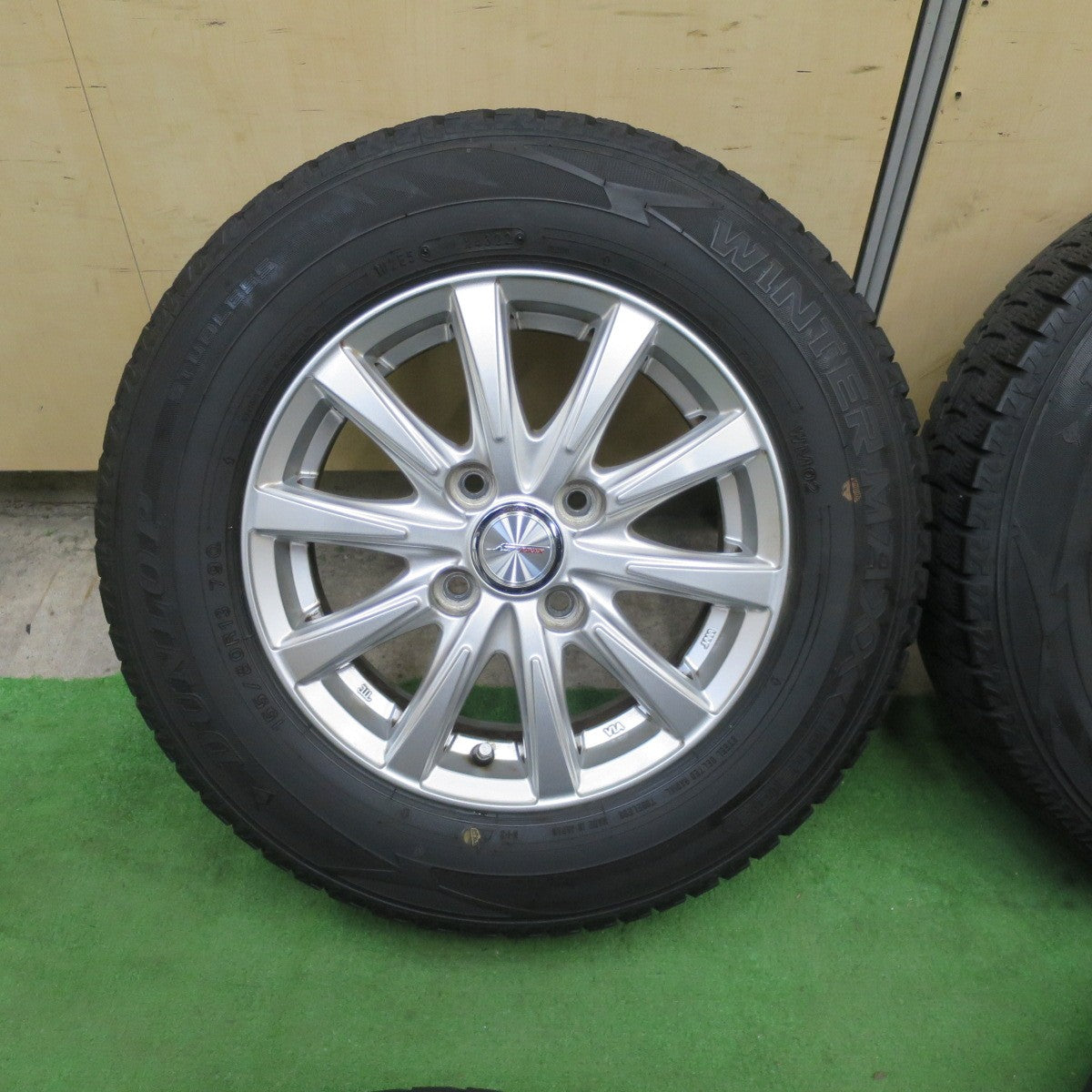 バリ溝！22年！キレイ！8.5分★スタッドレス 155/80R13 ダンロップ ウインターマックス WM02 JOKER ジョーカー 13インチ PCD100/4H★6040601TTス
