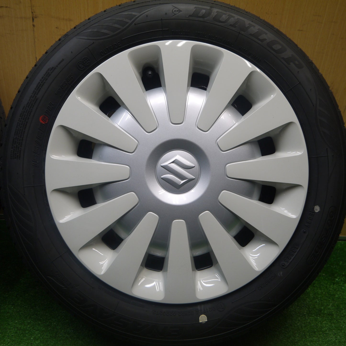 新車外し！25年★スズキ ワゴンR スマイル 純正 スチール 155/65R14 ダンロップ エナセーブ EC350+ 14インチ PCD100/4H★6010513Hノ