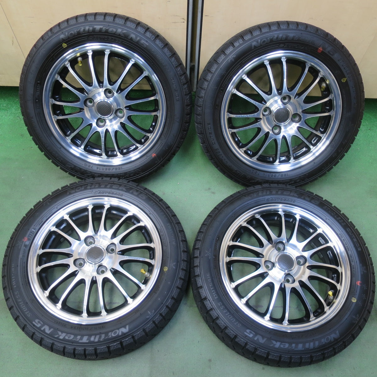 ほぼ未使用！25年◎スタッドレス 155/65R14 オートバックス ノーストレック N5 MANARAY マナレイ 14インチ PCD100/4H◎6091908イス
