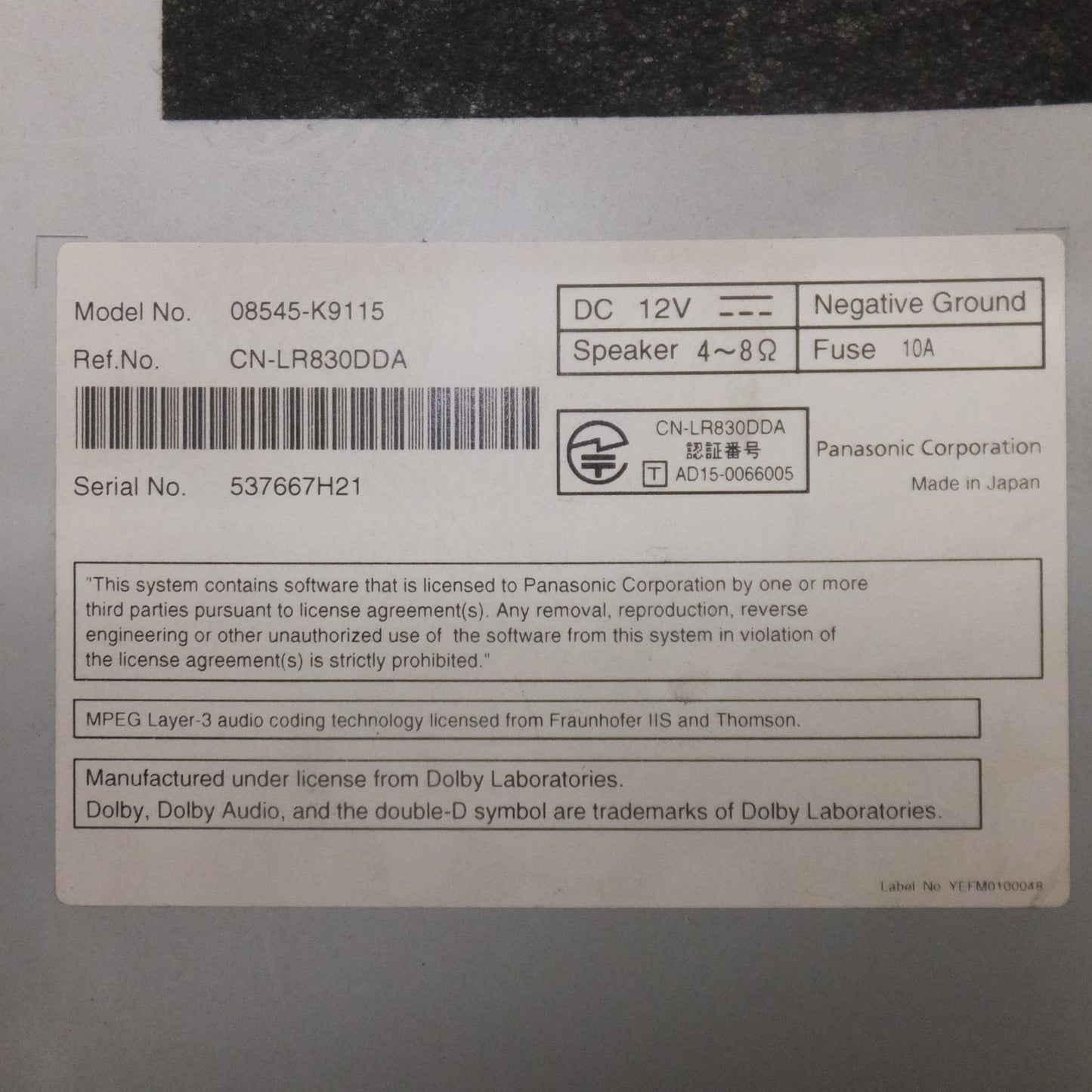 [送料無料] ★パナソニック製 ダイハツ 純正 ムーヴ キャンバス SDナビゲーション NSZN-X68D 08545-K9115[59]★