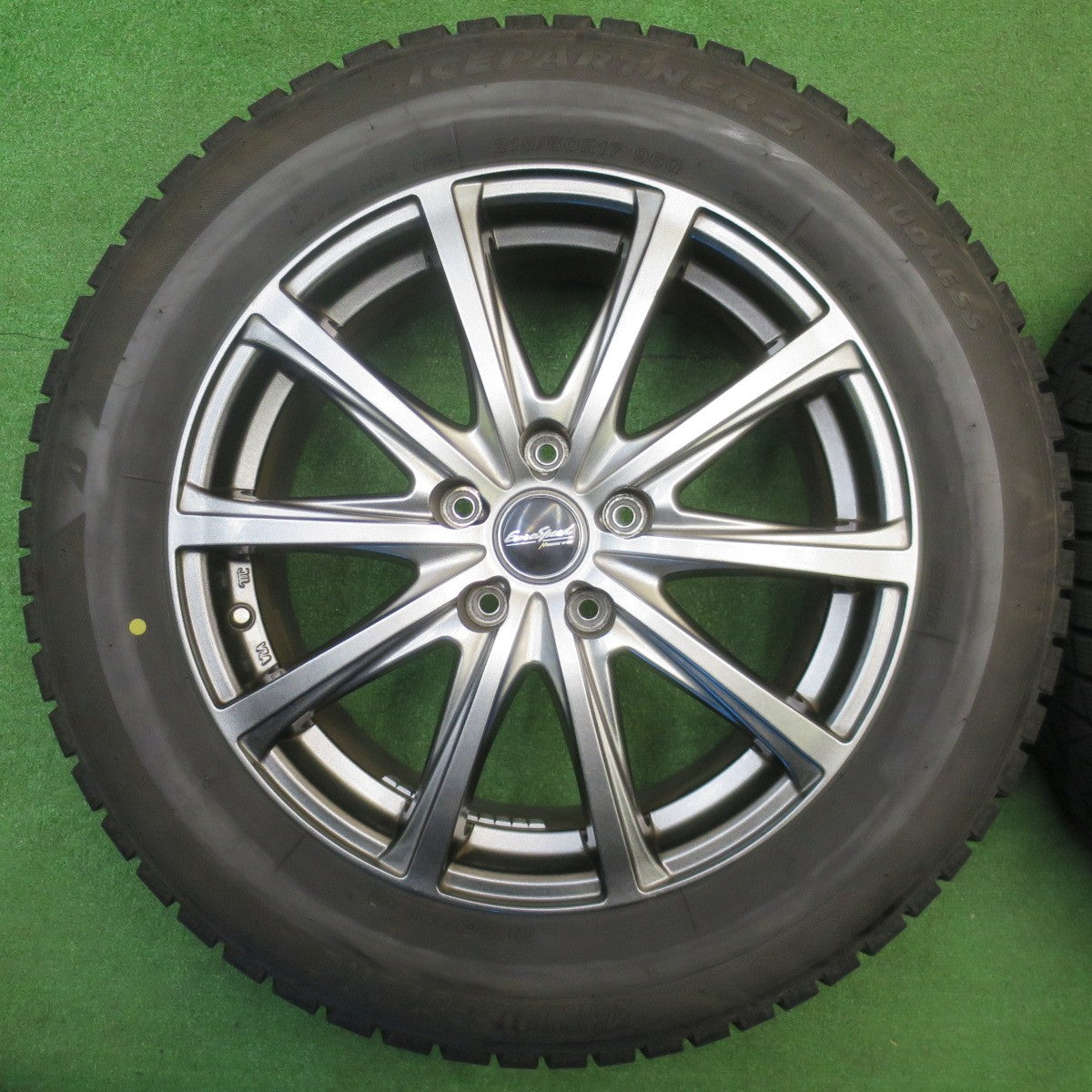 超バリ溝！24年！キレイ！ほぼ10分★スタッドレス 215/60R17 ブリヂストン アイスパートナー2 EuroSpeed MANARAY SPORT ユーロスピード 17インチ PCD114.3/5H★5120403NJス