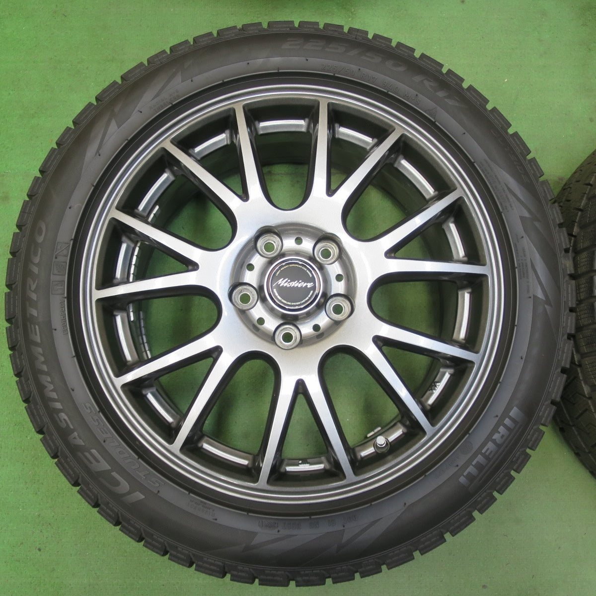 バリ溝！21年！キレイ！9分★スタッドレス 225/50R17 ピレリ アイスアシンメトリコ Mistiere ミスティーレ 17インチ PCD114.3/5H★5071907イス