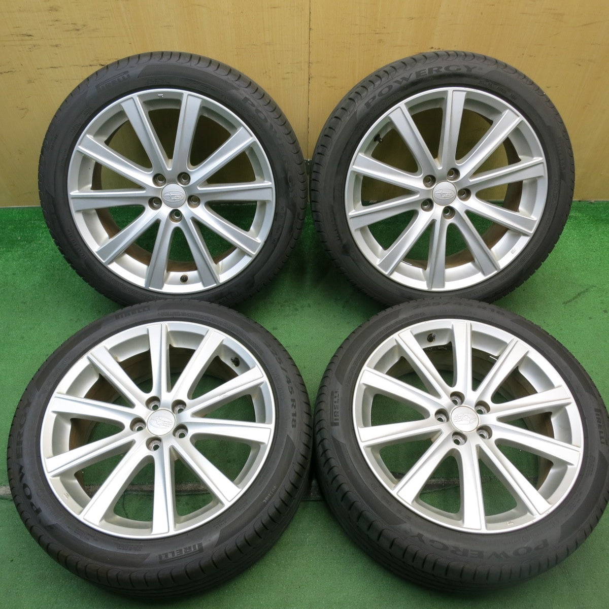 バリ溝！24年！9.5分★スバル レガシィ ツーリング ワゴン 純正 225/45R18 ピレリ POWERGY 18インチ PCD100/5H★5081301AKノ