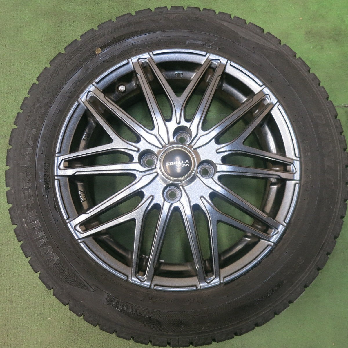 バリ溝！22年！キレイ！9分★スタッドレス 175/65R15 ダンロップ ウインターマックス WM02 SIBILLA NEXT W45 シビラ 15インチ PCD100/4H★5110301SKス