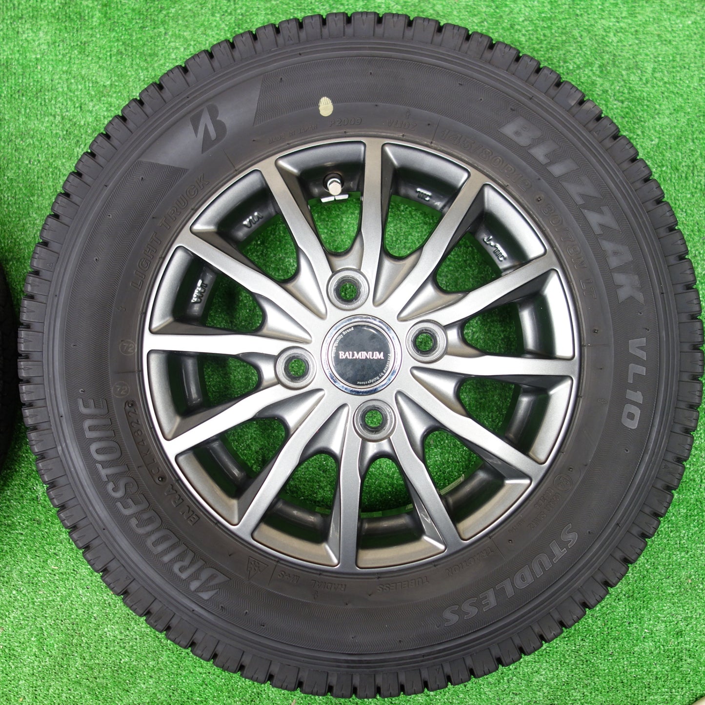 バリ溝！22年！キレイ！9.5分★スタッドレス 145/80R12 80/78N ブリヂストン ブリザック VL10 BALMINUM バルミナ AR12 12インチ PCD100/4H★5112102KTス