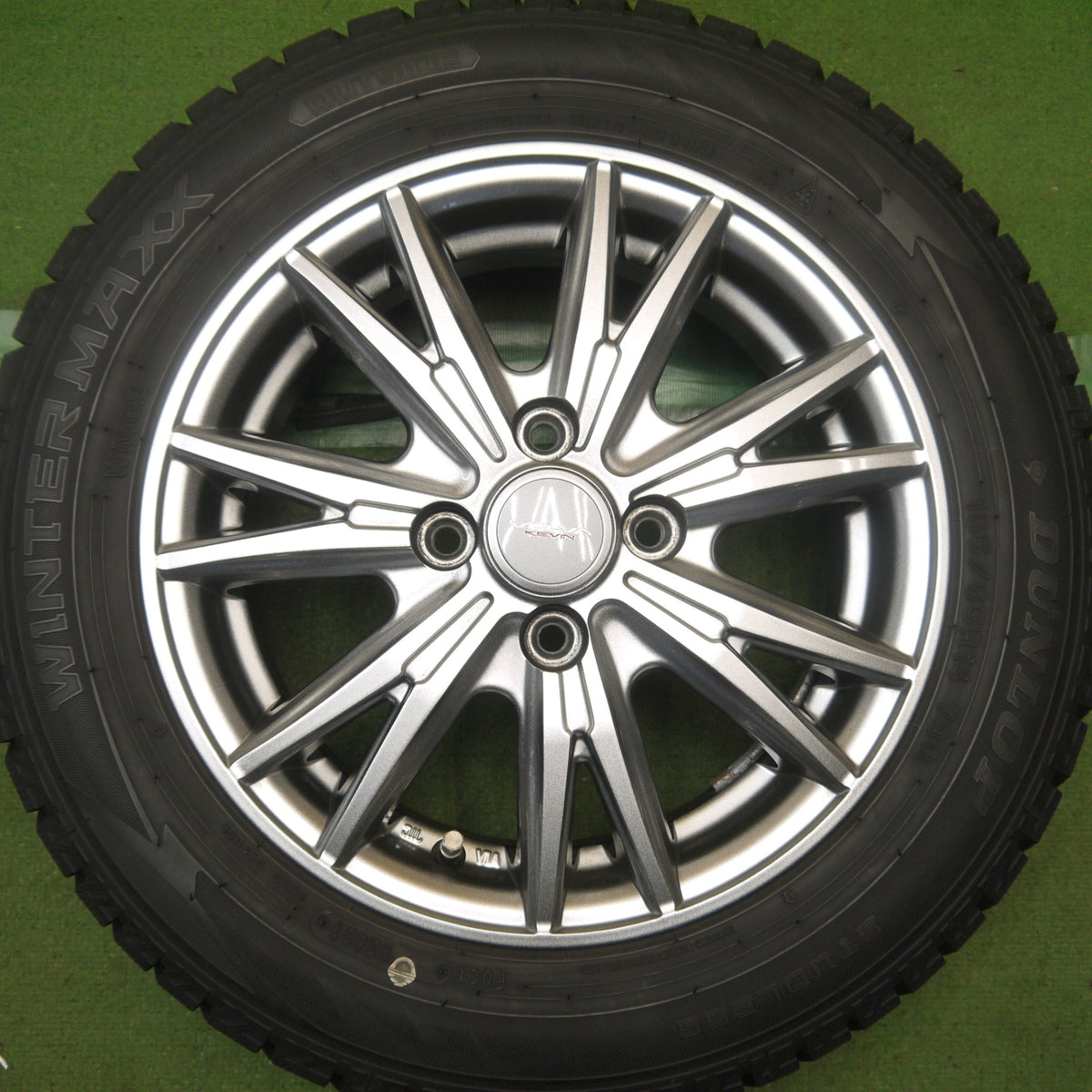 バリ溝！キレイ！9.5分◎スタッドレス 165/65R14 ダンロップ ウインターマックス WM02 VELVA KEVIN ヴェルヴァ ケヴィン ハスラー ソリオ 等 14インチ PCD100/4H◎6092802Hス
