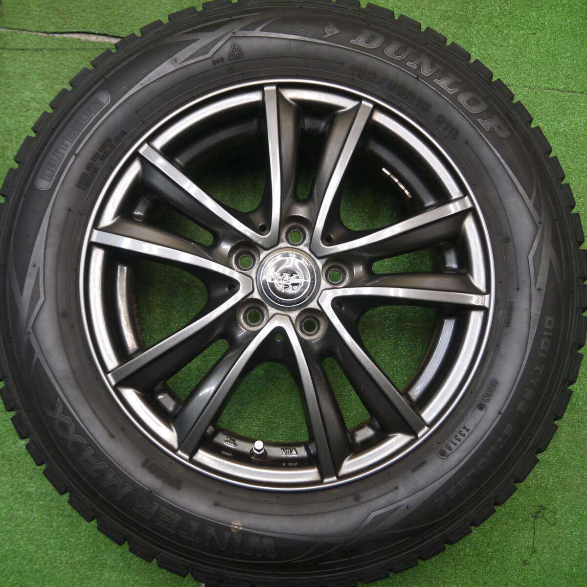 バリ溝！8.5分★プリウス等 195/65R15 スタッドレス ダンロップ ウインターマックス WM01 NIRVANA NV PCD100/5H★4121106Hス