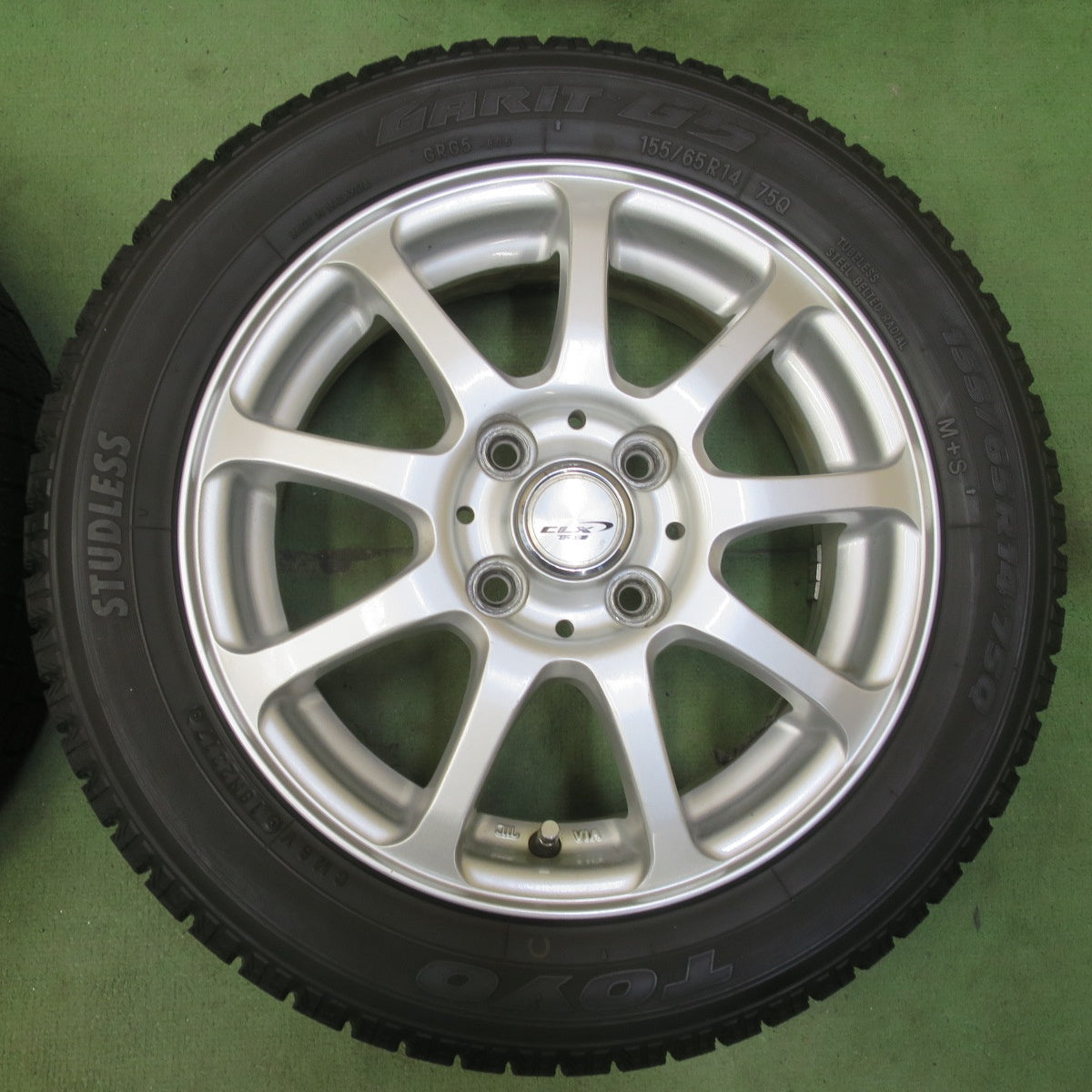 バリ溝！9分★スタッドレス 155/65R14 トーヨー ガリット G5 CLX T-3 社外 アルミ 14インチ PCD100/4H★6052801イス