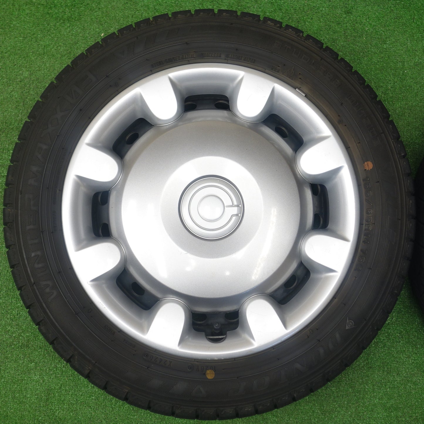 バリ溝！9分★ダイハツ ムーヴ キャンバス 純正 スチール 155/65R14 スタッドレス ダンロップ ウインターマックス 03 14インチ PCD100/4H★6020203KTス