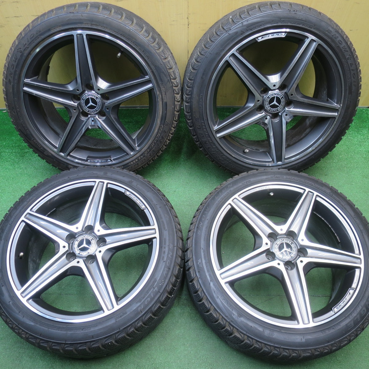 バリ溝！9分★ベンツ 等 AMG タイプ 社外 225/45R18 スタッドレス トライアングル SNOW LION 18インチ PCD112/5H★6021301NJス