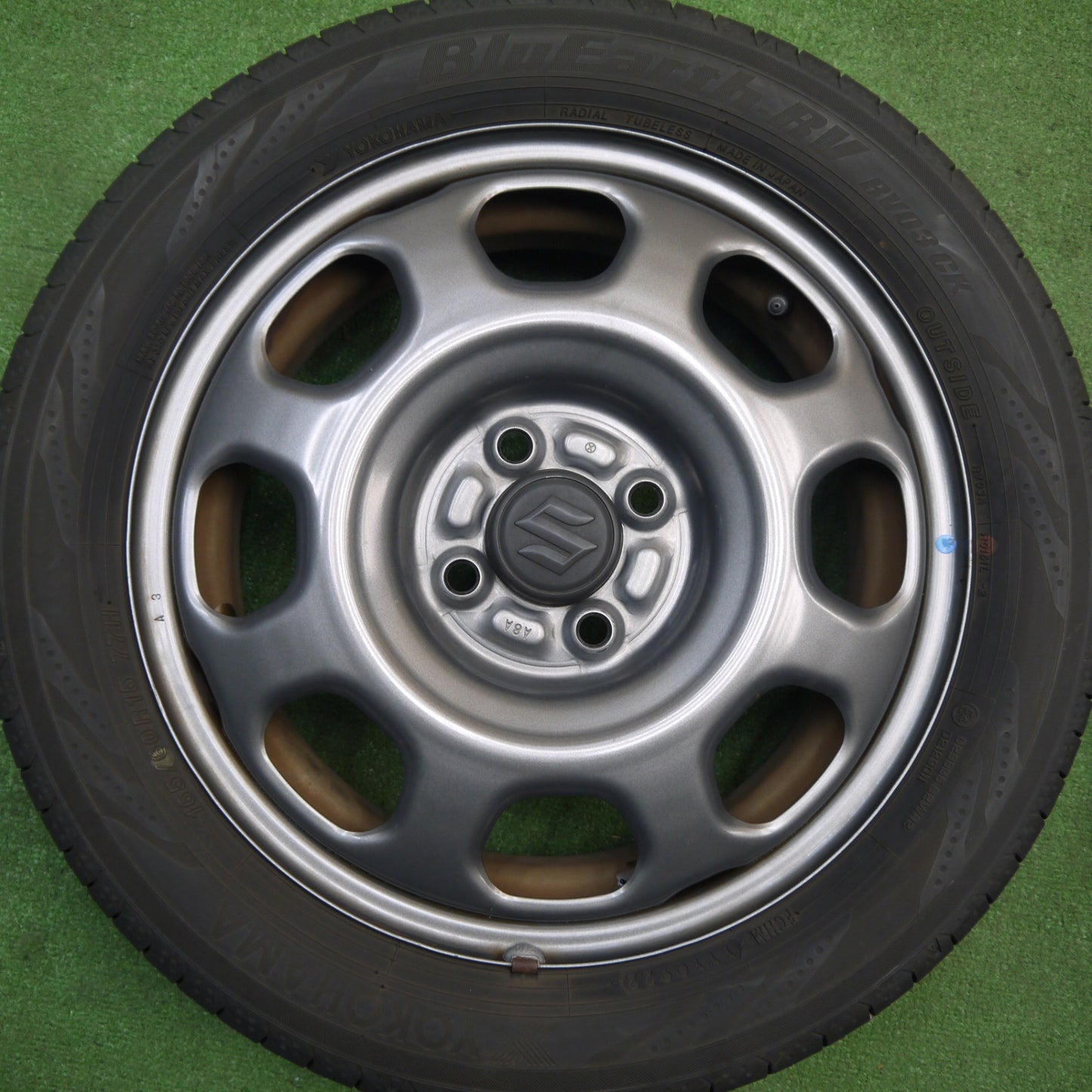 バリ溝！22年！キレイ！8.5分★スズキ ハスラー 純正 スチール 165/60R15 ヨコハマ BluEarth-RV RV03 CK 15インチ PCD100/4H★5121602Hノ