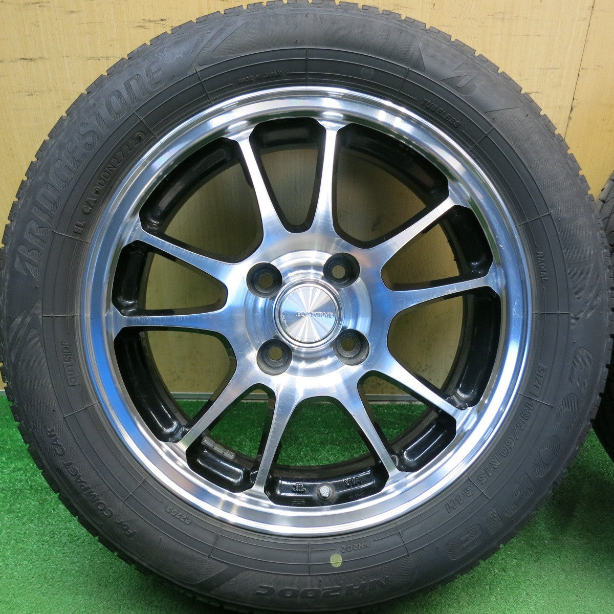 バリ溝！22年！9分◎185/60R15 ブリヂストン エコピア NH200C ECO FORME エコフォルム 15インチ PCD100/4H◎6071605HAノ