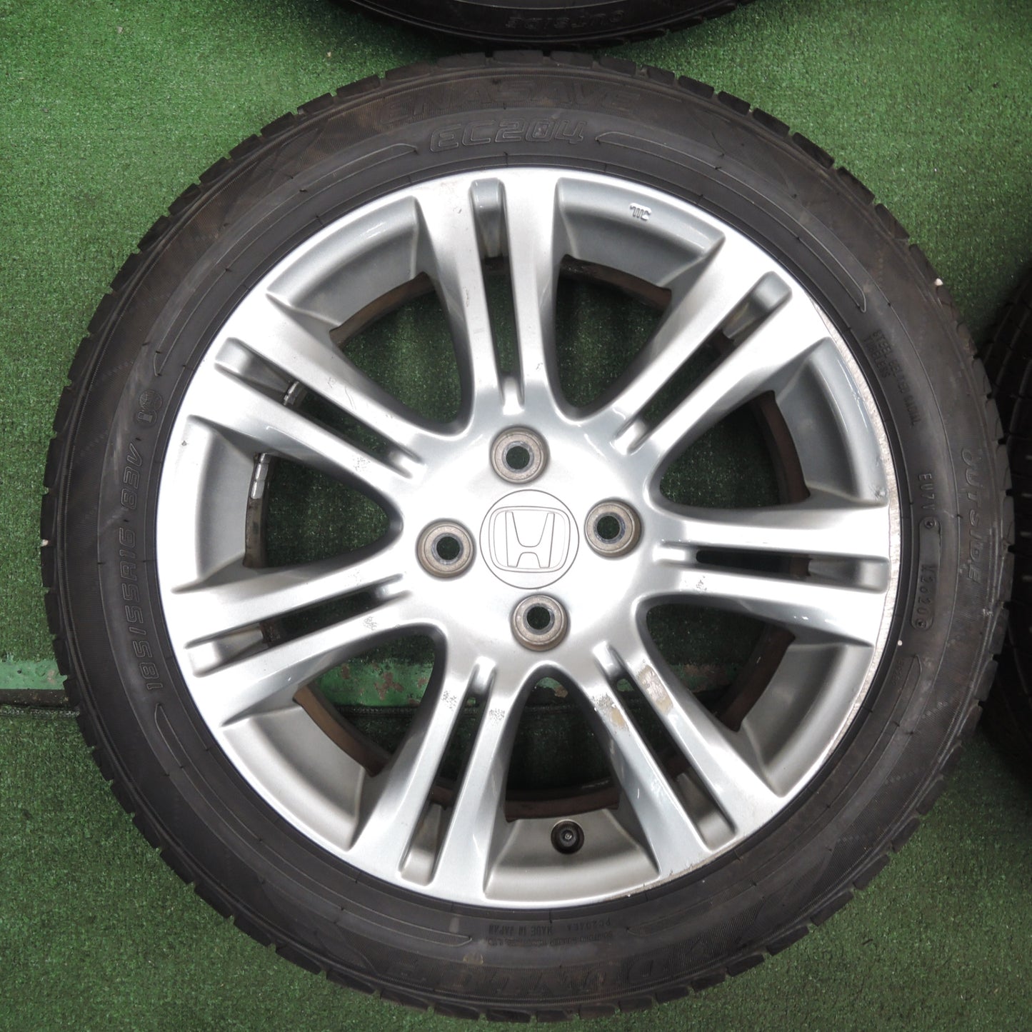 *送料無料* 超バリ溝！20年！ほぼ10分★ホンダ GE8 フィット RS 純正 185/55R16 ダンロップ エナセーブ EC204 16インチ PCD100/4H★4031903TNノ