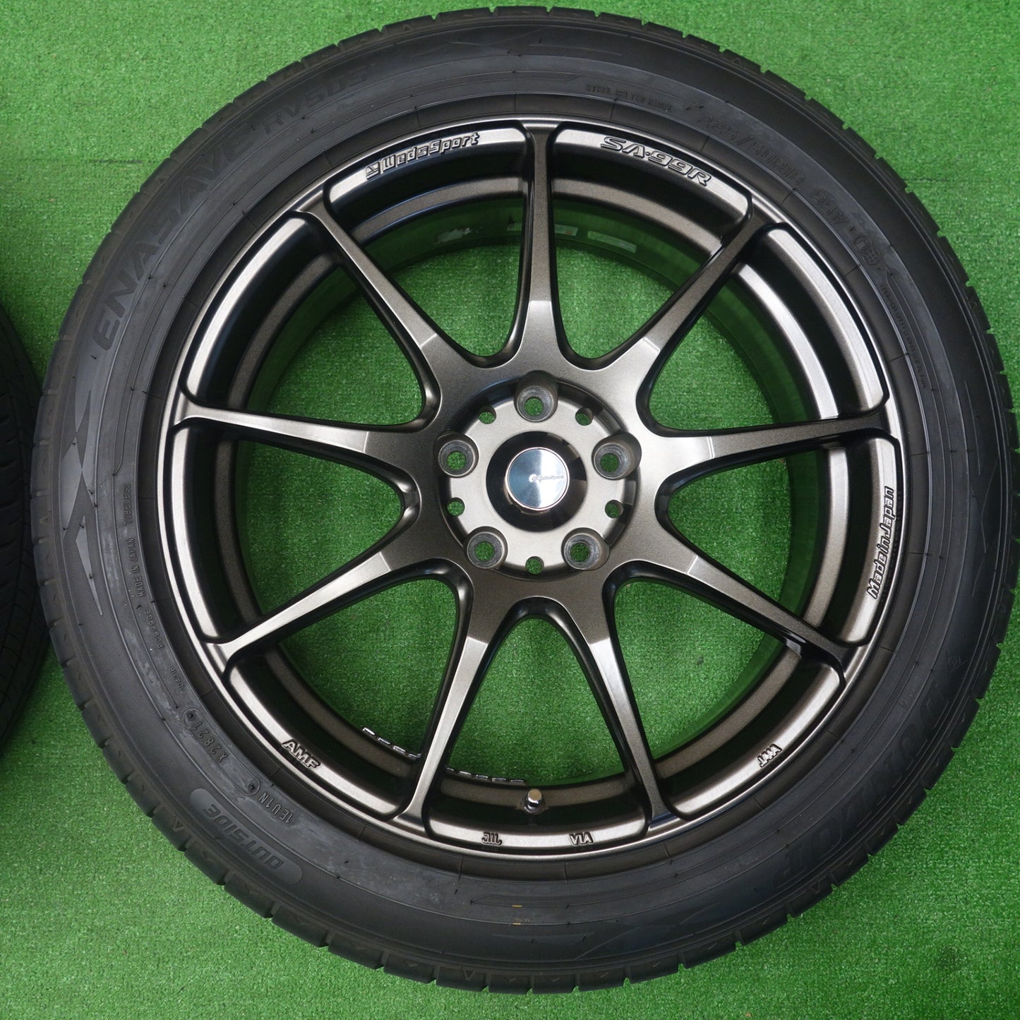 バリ溝！キレイ！9.5分★WedsSport SA-99R 225/50R18 ダンロップ エナセーブ RV505 ウェッズスポーツ 18インチ PCD114.3/5H★6041202KTノ