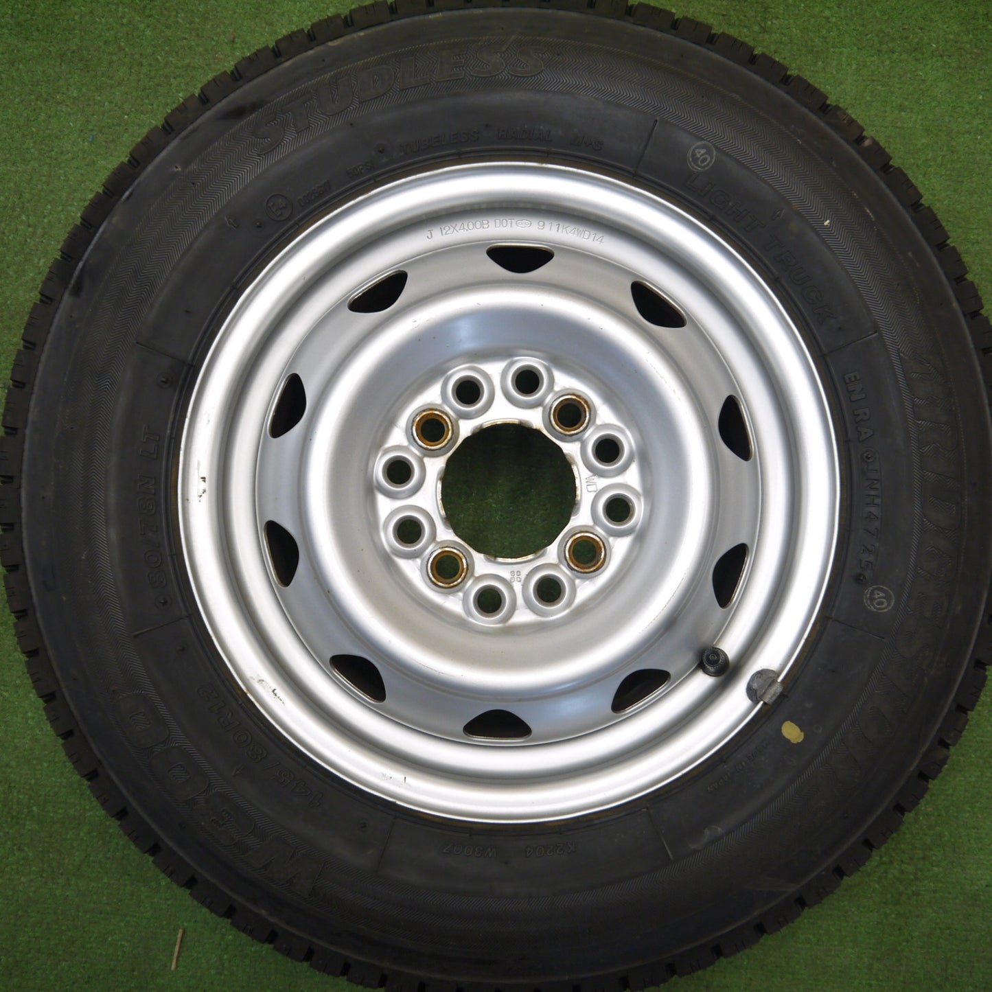 ほぼ未使用！25年★スタッドレス 145/80R12 80/78N ブリヂストン W300 スチール ホイール 12インチ PCD100 110 114.3/4H マルチ★6040312Hス