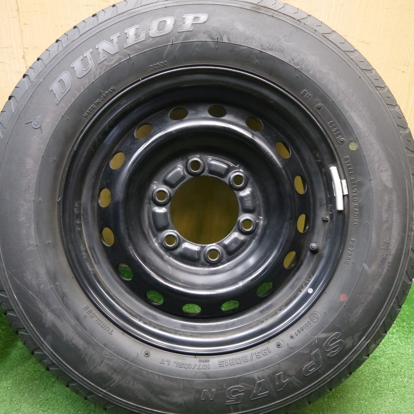 バリ溝！9分★トヨタ ハイエース 純正 スチール 195/80R15 107/105L ダンロップ SP175N 15インチ PCD139.7/6H★6033109Hノ