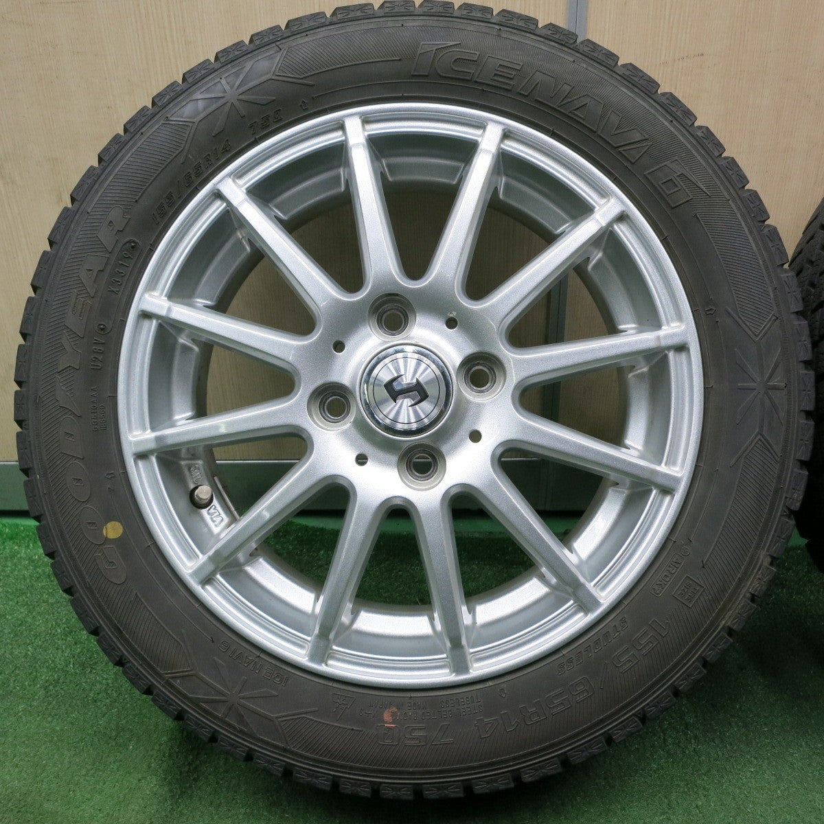 *送料無料* 4本価格★スタッドレス 155/65R14 グッドイヤー アイスナビ6 weds ウェッズ 14インチ PCD100/4H★4062902NJス