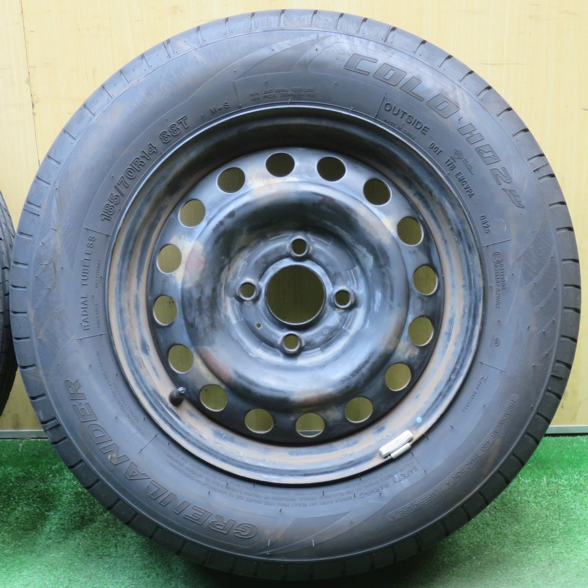バリ溝！25年！8.5分★185/70R14 グリンランダー COLO HO2 スチール ホイール 14インチ PCD100/4H★6032410NJノ