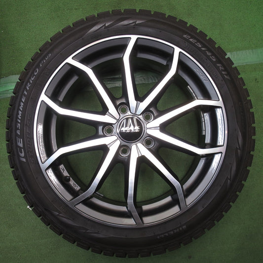 バリ溝!9分◎ワーゲン 等 MAK LOWE FF 225/45R17 スタッドレス ピレリ アイスアシンメトリコ プラス 17インチ PCD112/5H◎6100405NJス