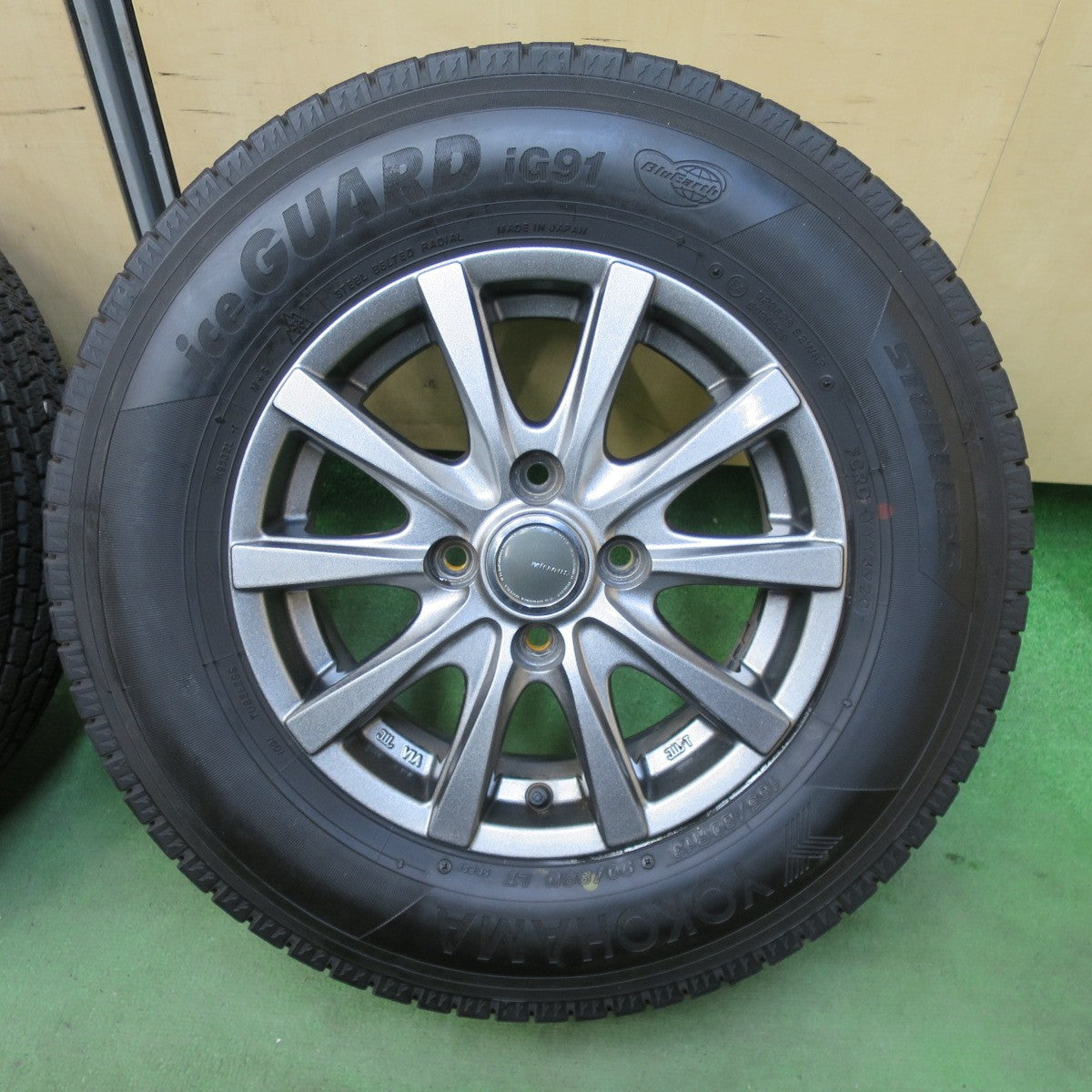 バリ溝！キレイ！9分★スタッドレス 165/80R13 90/88N ヨコハマ アイスガード iG91 MiLLOUS ミルアス 13インチ PCD100/4H★5111907TTス