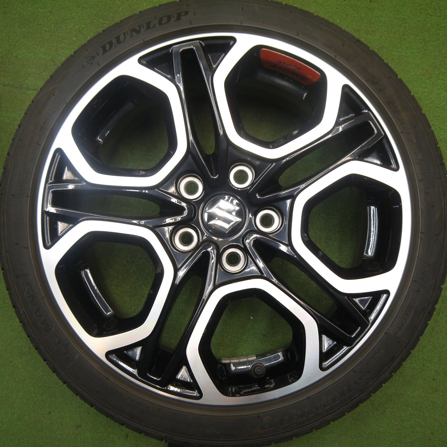 キレイ！24年！取付プレート付★スズキ ZC33S スイフト スポーツ 純正 195/45R17 ダンロップ LE MANS V+ 17インチ PCD114.3/5H★6030205Hノ