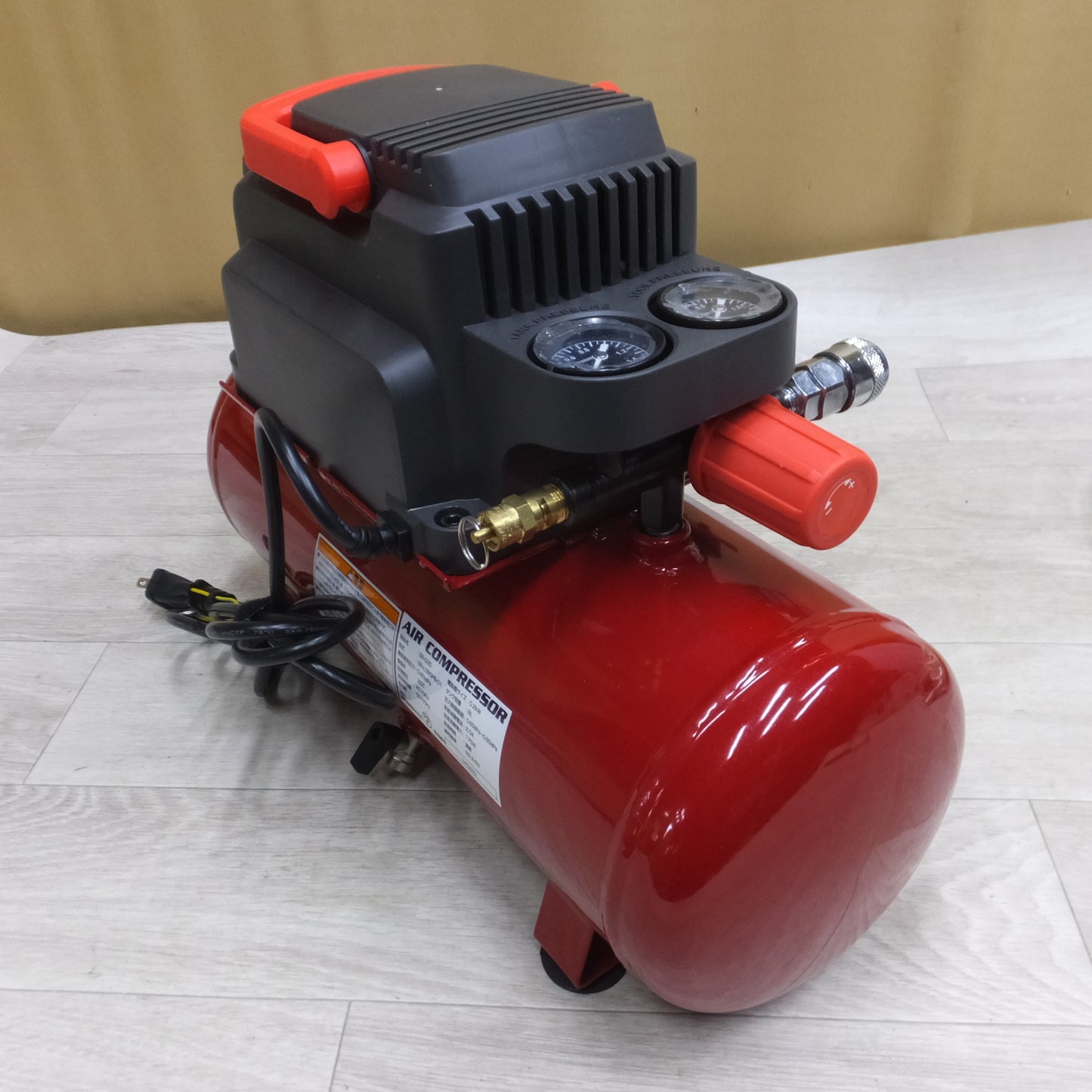 [送料無料] 美品◆藤原産業 オイルレス エアー コンプレッサー 小型 モデル SR-035 SR-L08SPB-01 タンク容量 8L 空気吐出量 12L/min◆