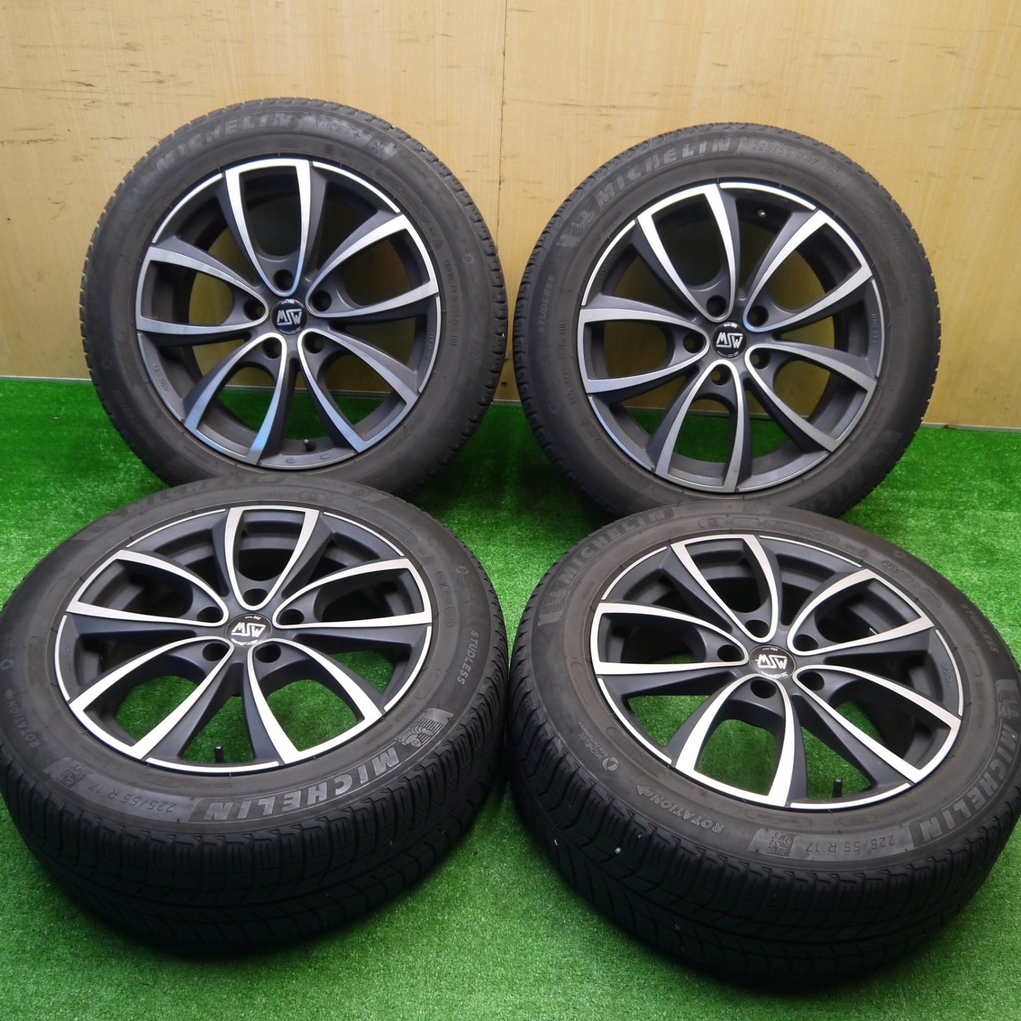 キレイ★BMW 等 O・Z MSW27 225/55R17 スタッドレス ミシュラン X-ICE3+ OZ 17インチ PCD112/5H★5102003Hス