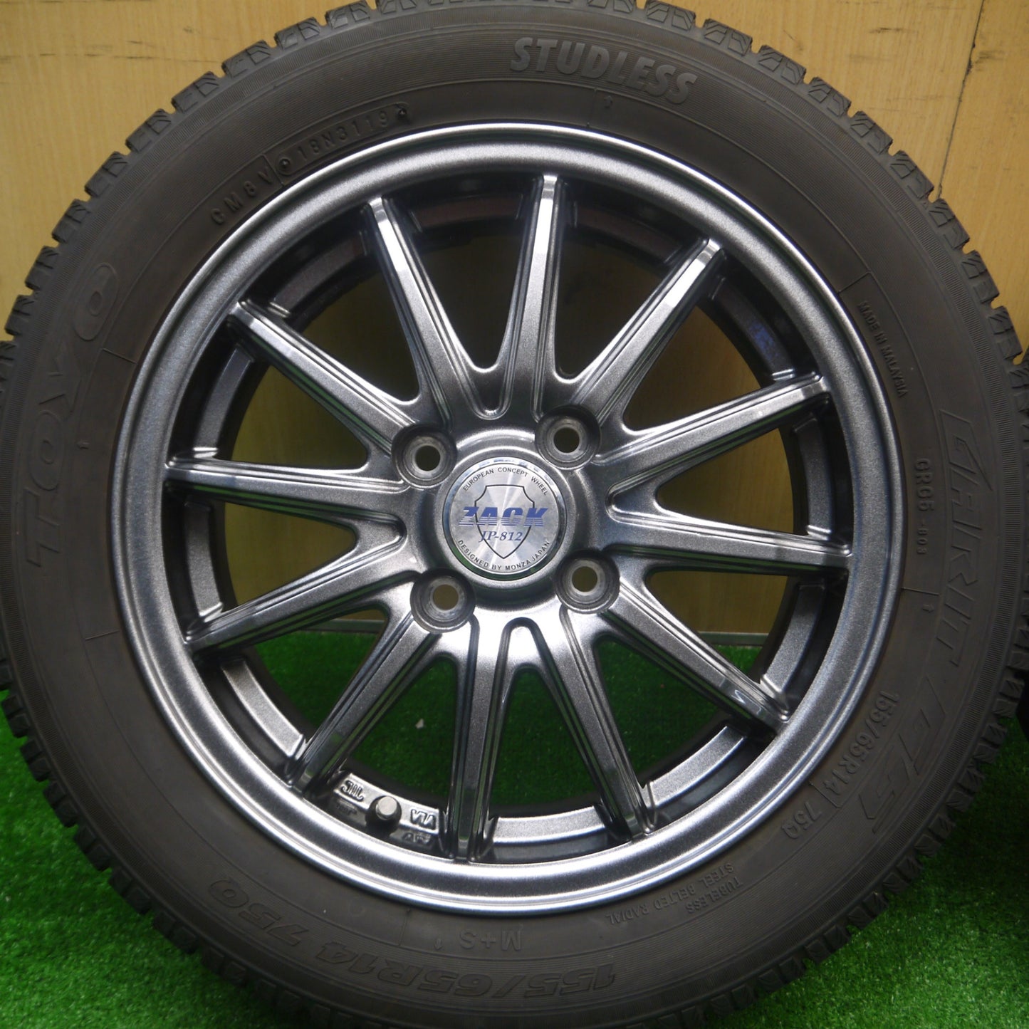 [送料無料] バリ溝！キレイ！9分★スタッドレス 155/65R14 トーヨー ガリット G5 ZACK JP-812 MONZA ザック 14インチ PCD100/4H★4092414Hス