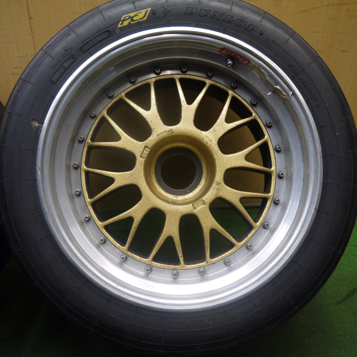 4本価格★ポルシェ 996 等 BBS RD 90125 4700 センター ロック 280/655R18 330/680R18 ダンロップ PCJ 18インチ レース 競技 等★5090303Hノ