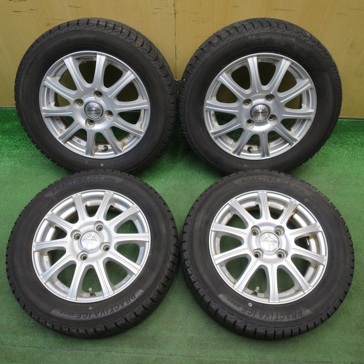バリ溝！24年！9.5分★スタッドレス 155/65R13 プラクティバ アイス BP02 ヨコハマ製 ZELERNA 13インチ PCD100/4H★6032409NJス