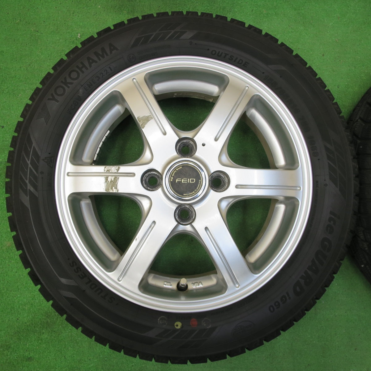 *送料無料* バリ溝！21年！9分★スタッドレス 155/65R14 ヨコハマ アイスガード iG60 FEID 14インチ PCD100/4H★4062202イス