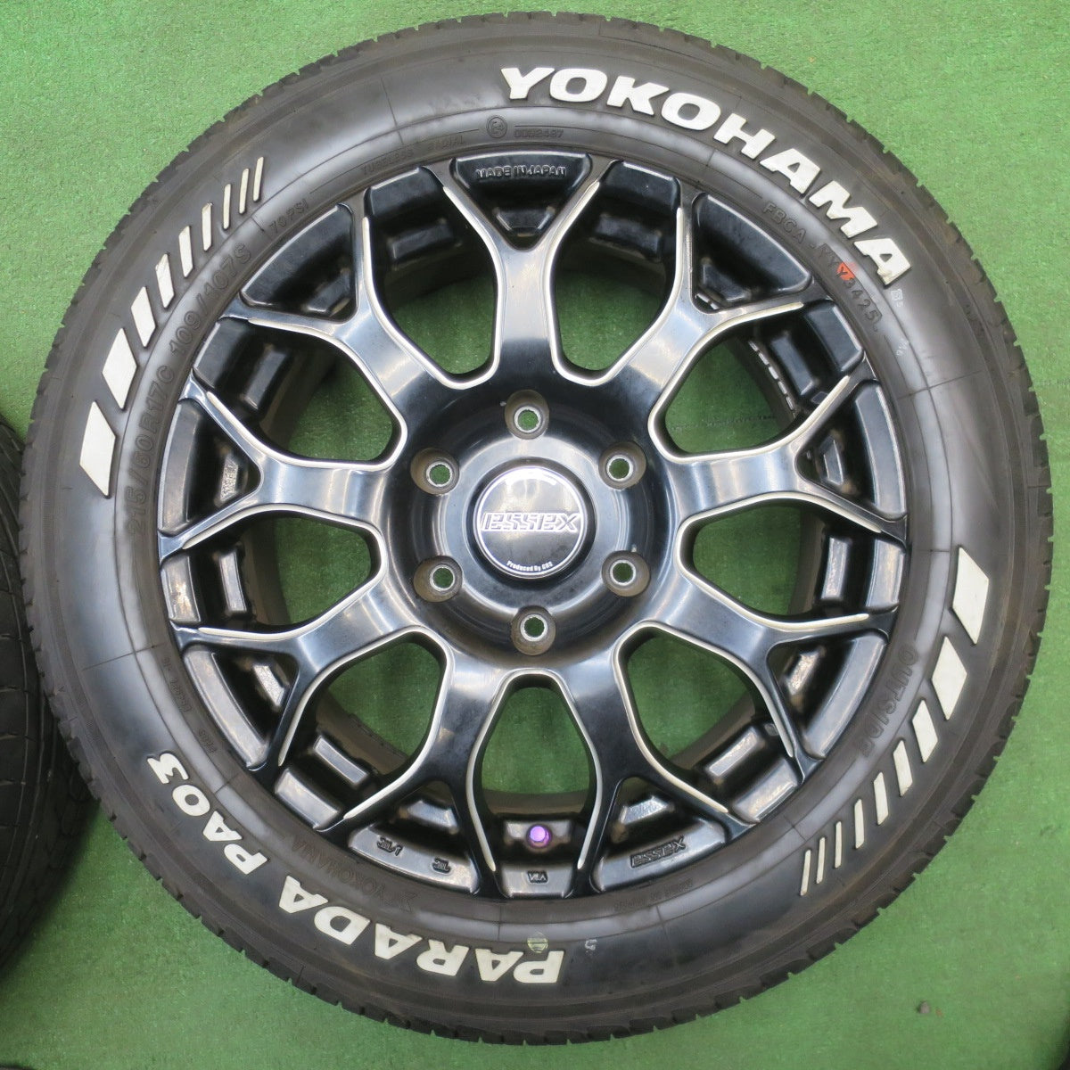 バリ溝！25年！9.5分★215/60R17 109/107S ヨコハマ PARADA PA03 ホワイトレター ESSEX EM-17 エセックス 17インチ PCD139.7/6H★6020901NJノ