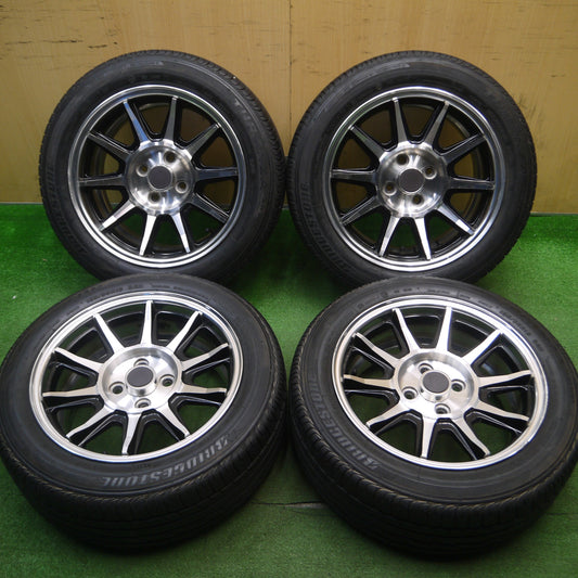 [送料無料] バリ溝！9分★ENKEI BIG END BARREL 185/55R15 ブリヂストン トランザ ER300 エンケイ ビッグエンドバレル 15インチ PCD100/4H★5012808Hノ