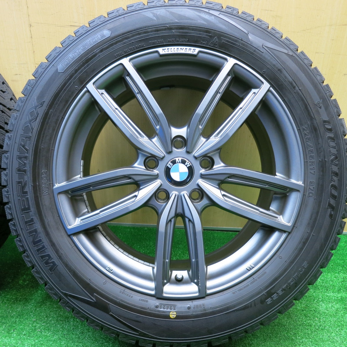 バリ溝！21年！9.5分★BMW 等 KELLENERS Jr GF5 225/55R17 スタッドレス ダンロップ ウインターマックス WM02 ケレナーズ ジュニア 17インチ PCD112/5H★5102304HAス