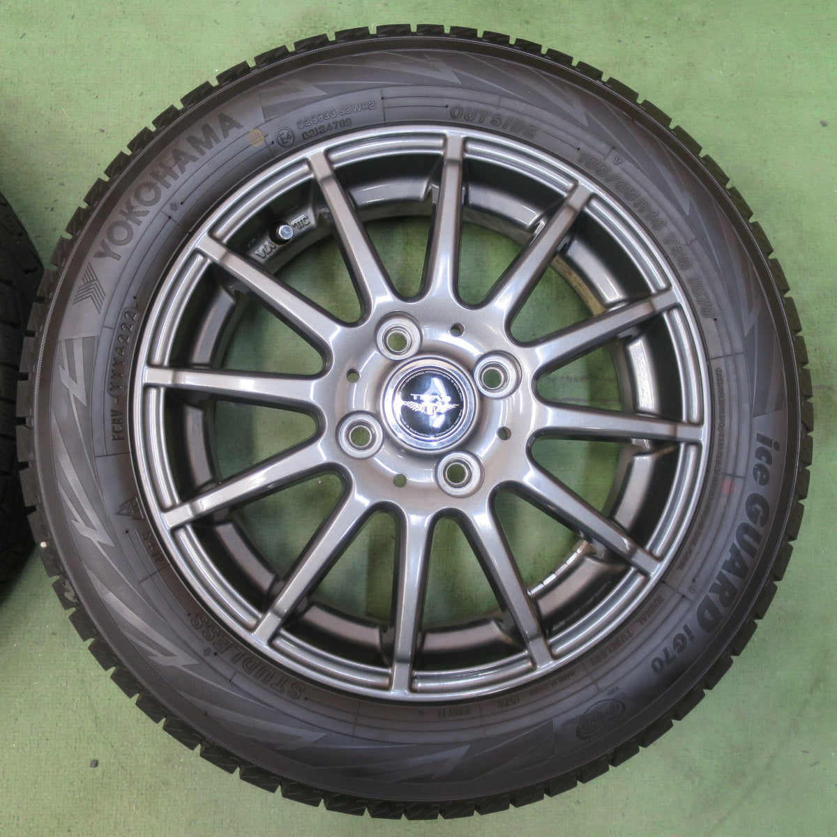 バリ溝！22年！9分◎スタッドレス 155/65R14 ヨコハマ アイスガード iG70 TEAD テッド 14インチ PCD100/4H◎6062407イス