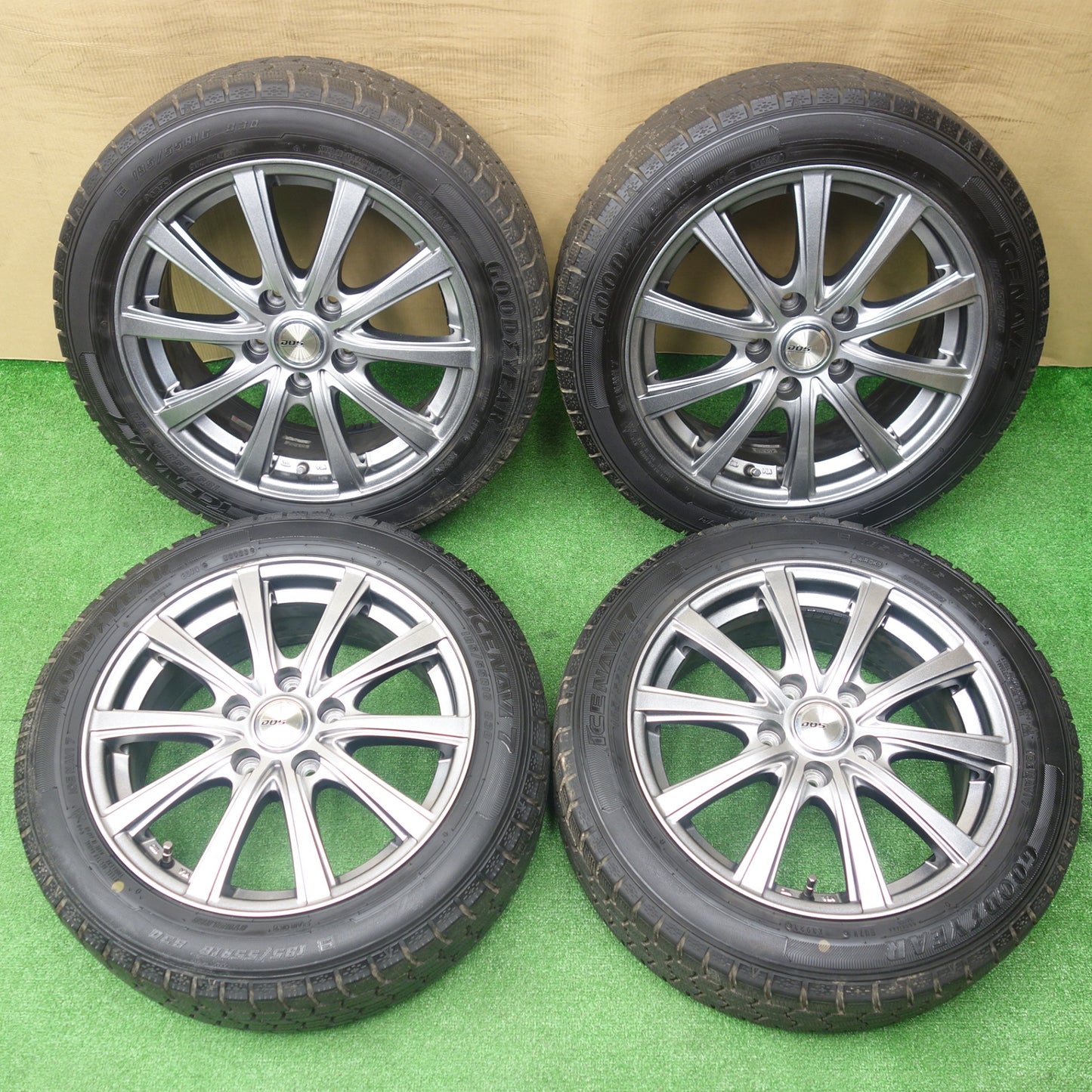 バリ溝！23年！キレイ！9.5分以上★スタッドレス 185/55R16 グッドイヤー アイスナビ7 D.O.S. DOS 16インチ PCD114.3/5H★6010801KTス