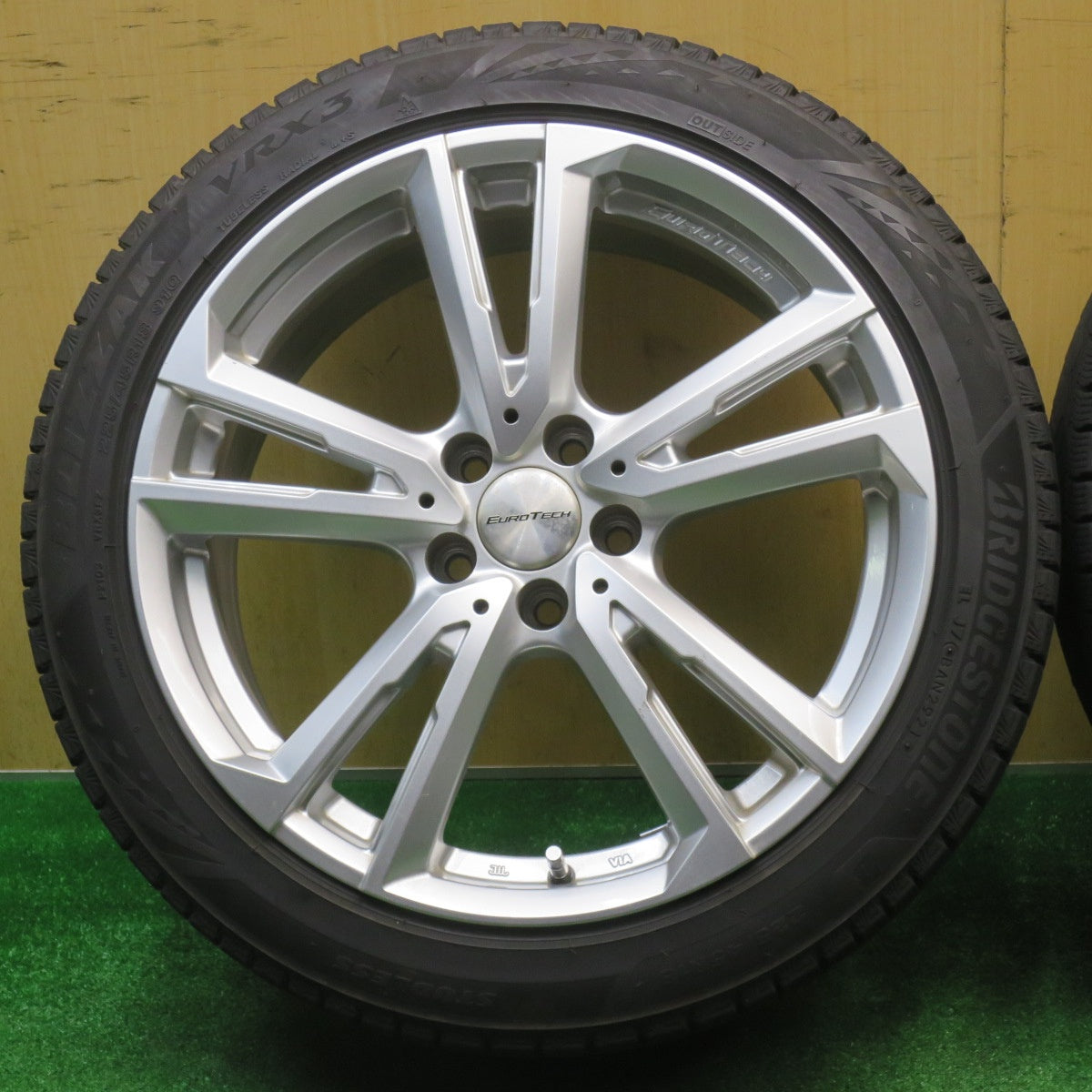 バリ溝！21年！9分★ボルボ V90 XC90 等 EUROTECH GAYA SOLI 225/45R18 スタッドレス ブリヂストン ブリザック VRX3 ユーロテック ガヤ ソリ PCD108/5H★5111201NJス