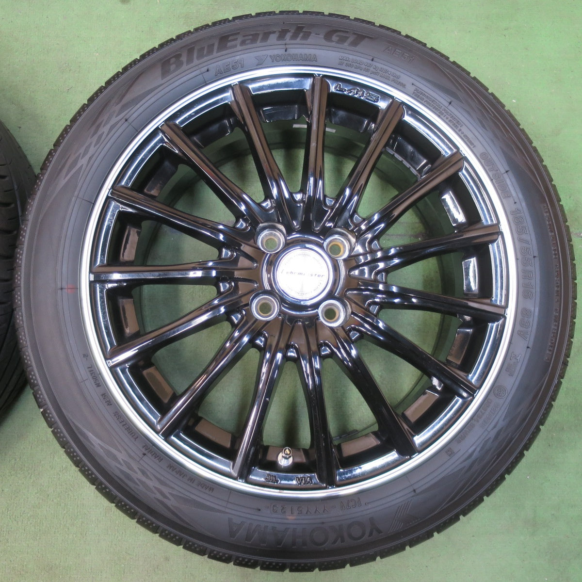 バリ溝！23年！9分★Lehrmeister LM-S FS15 185/55R16 ヨコハマ BluEarth-GT AE51 レアマイスター ブルーアース 16インチ PCD100/4H★6010914イノ