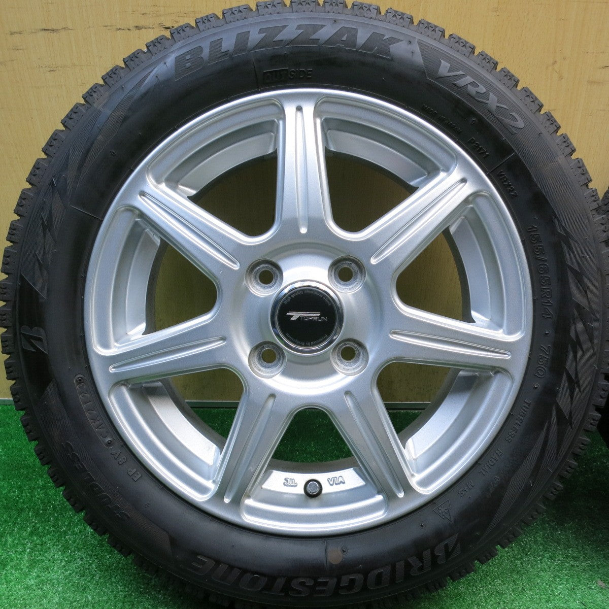 バリ溝！23年！ほぼ10分★スタッドレス 155/65R14 ブリヂストン ブリザック VRX2 TOPRUN トップラン 14インチ PCD100/4H★5121302HAス