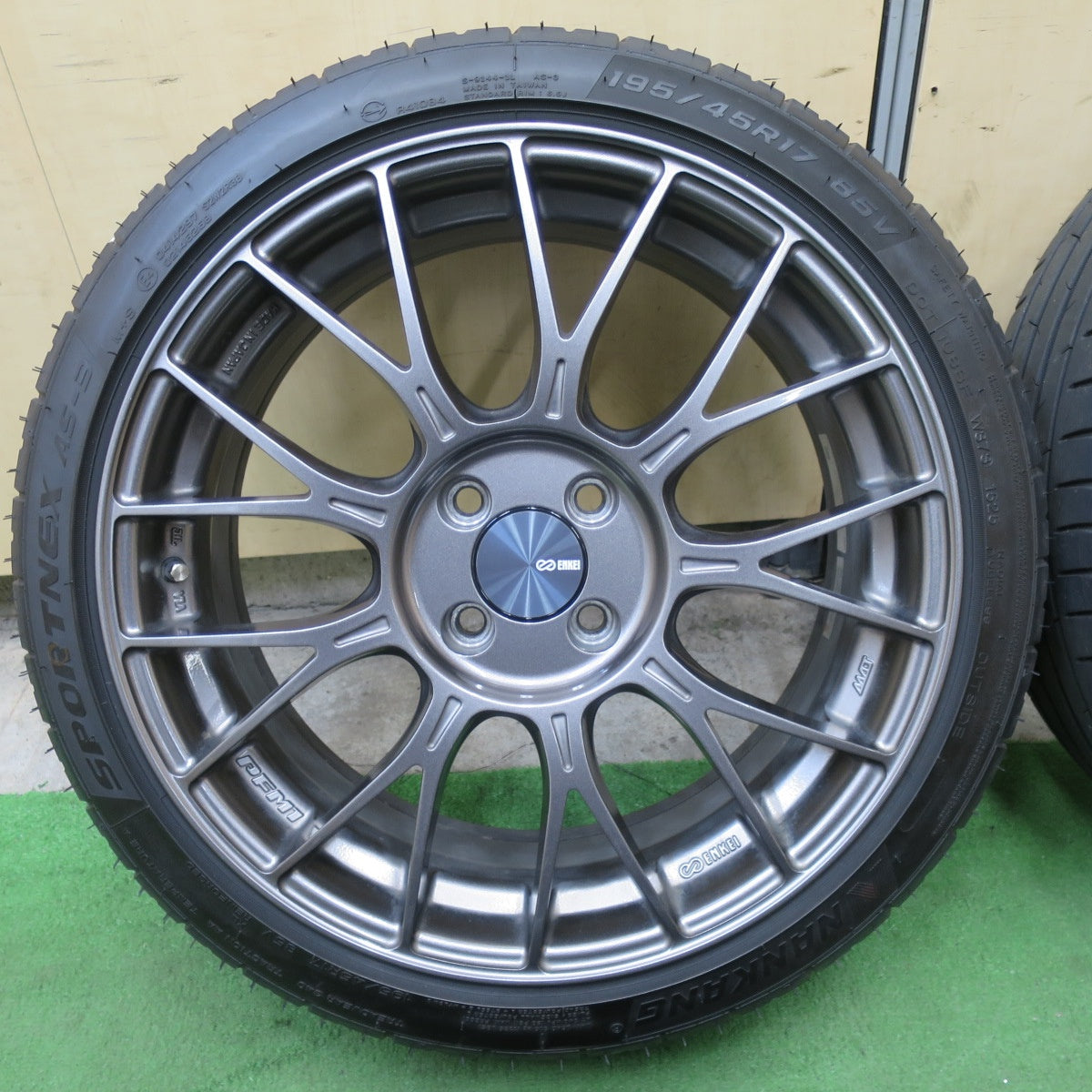 キレイ！25年★ENKEI PFM1 195/45R17 ナンカン SPORTNEX AS-3 エンケイ 17インチ PCD100/4H★6020302ナノ